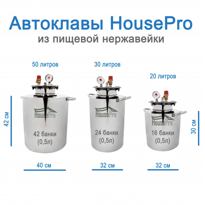 HousePro-24 автоклав из пищевой нержавейки для домашнего консервирования